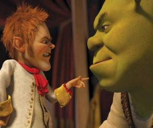 yapboz Shrek nazik müzakerecisi Rumpelstiltskin ile bir anlaşma imzalayarak aldatıldığını olduğunu